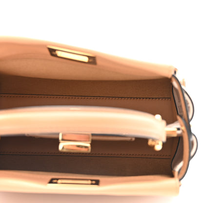 Fendi Vitello Seta Canvas FF Embroidered Mini Peekaboo Iconic Satchel Miele Scuro Poudre 5 of 10
