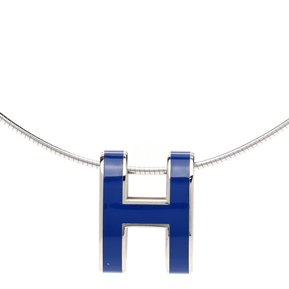 Hermes Lacquered Palladium Pop H Necklace Royal Blue 4 of 7