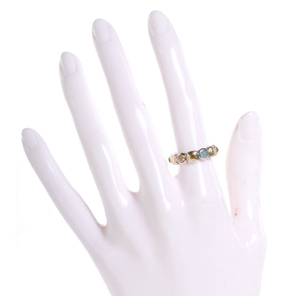 David Yurman Sterling Silver 18k Gold Eternity Ring 6 Blue Topaz Prasiolite 2 of 5