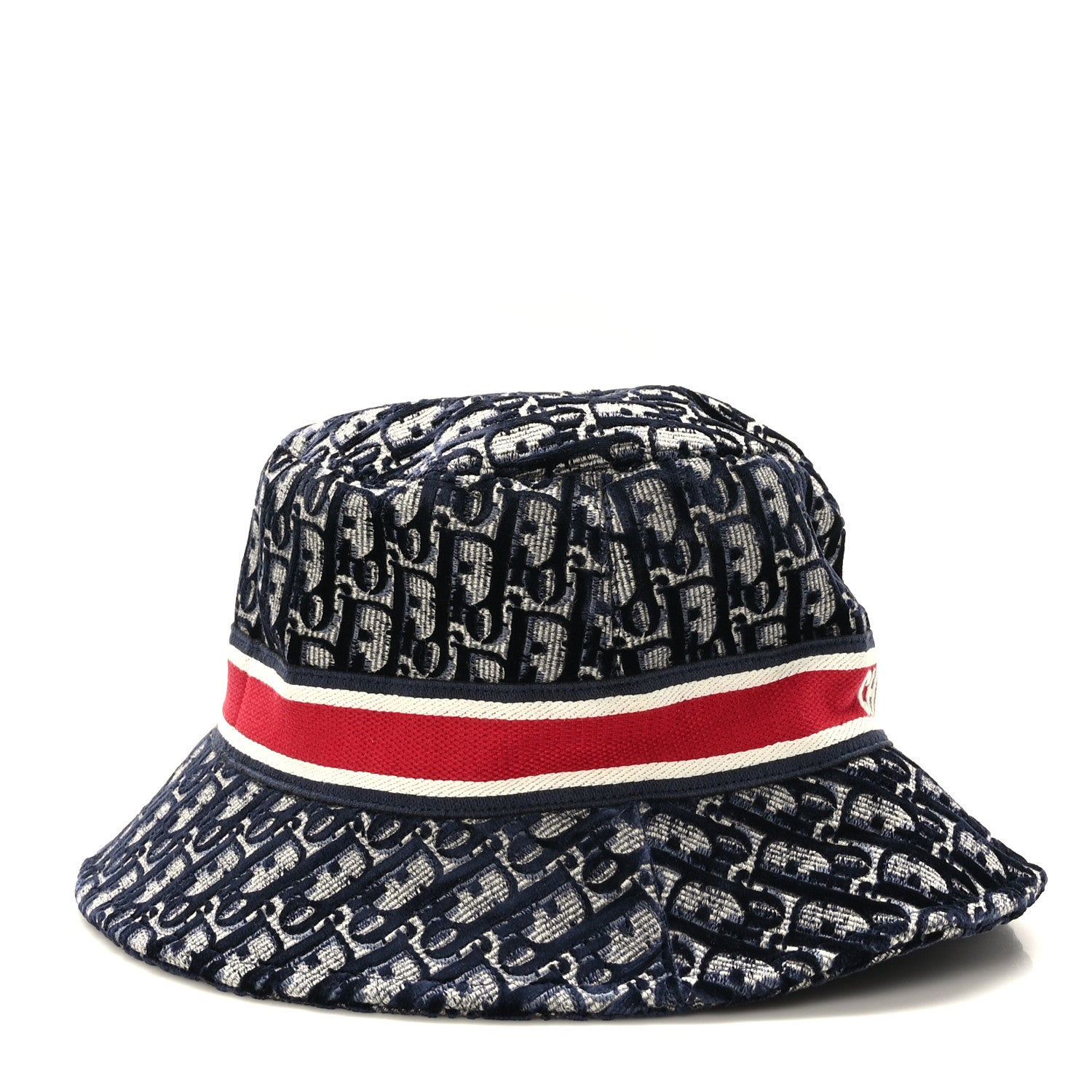 Christian Dior Velvet Oblique Large Brim Bucket Hat 59 Bleu Red 5 of 8