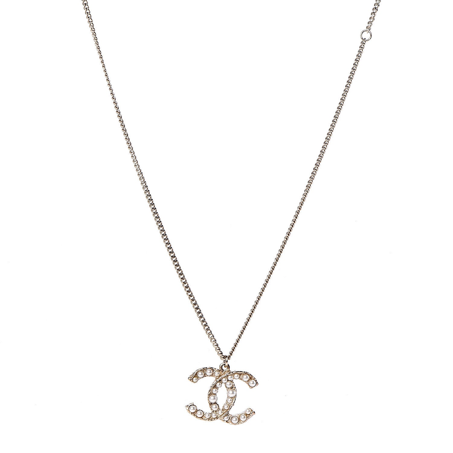Chanel Pearl CC Pendant Necklace Gold 1 of 4