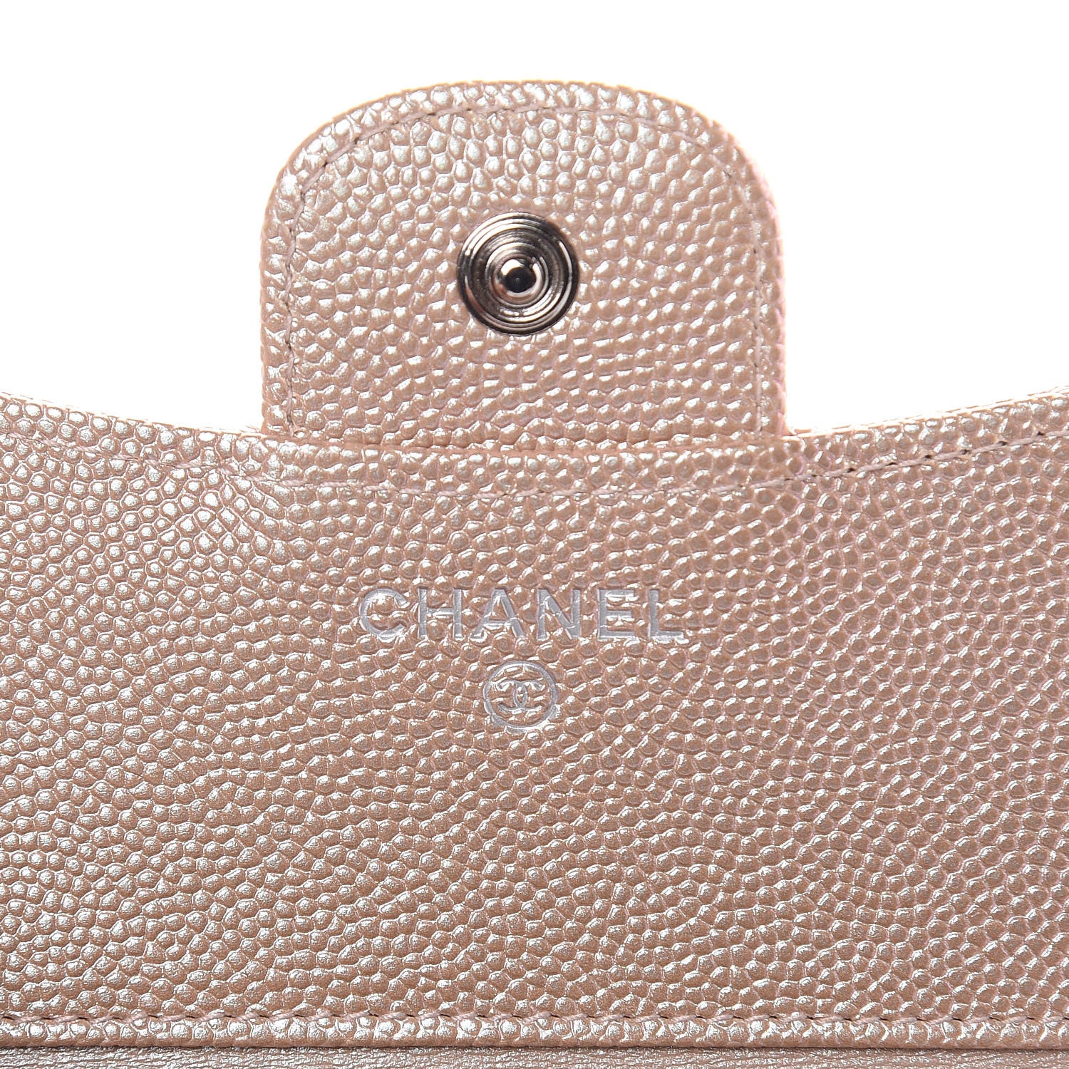 Chanel Metallic Caviar Chevron Quilted Compact Flap Wallet Light Gold 6 of 8