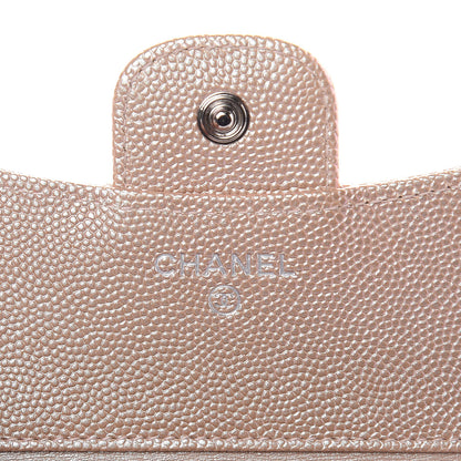 Chanel Metallic Caviar Chevron Quilted Compact Flap Wallet Light Gold 6 of 8