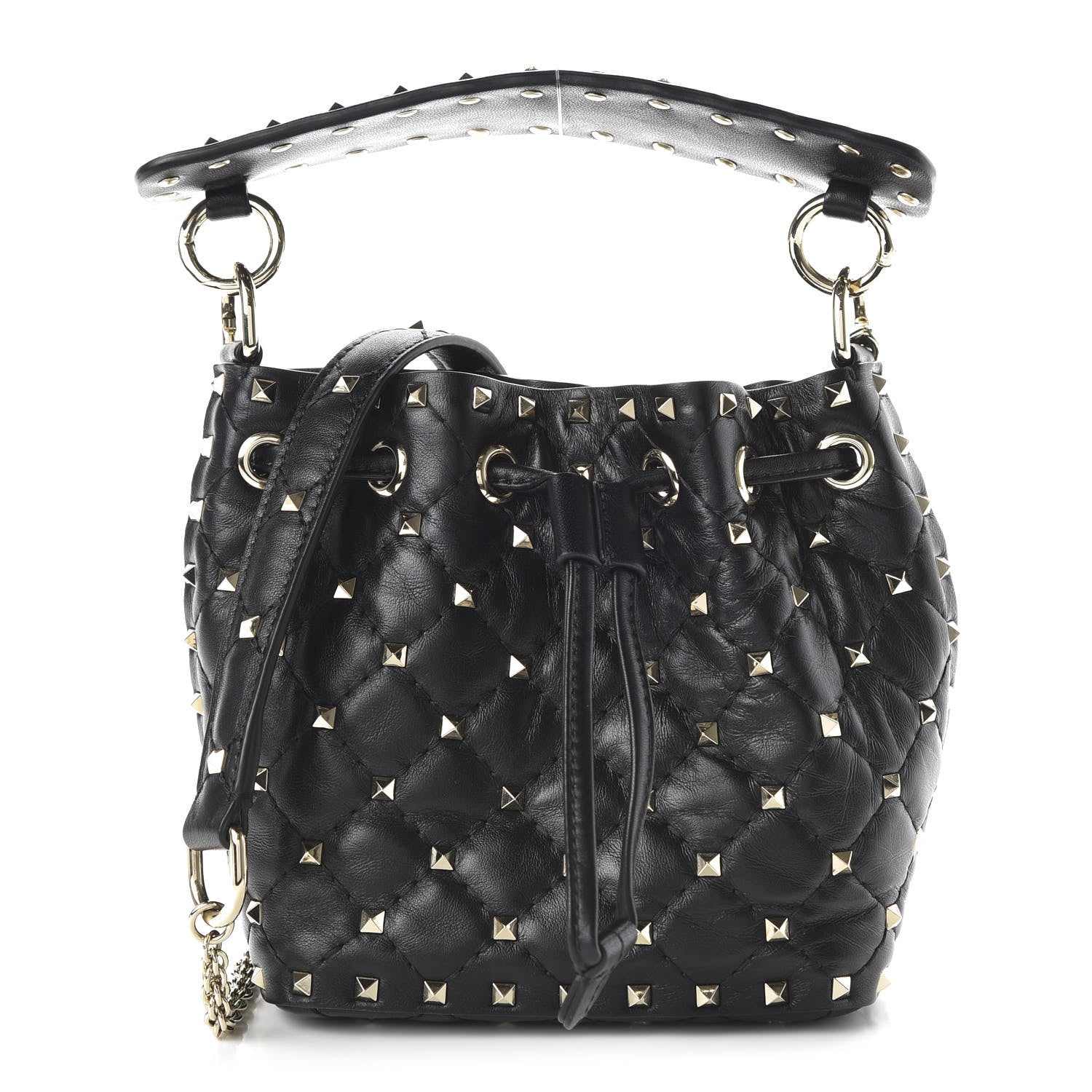 Valentino Garavani Nappa Mini Rockstud Spike Bucket Bag Black 1 of 8