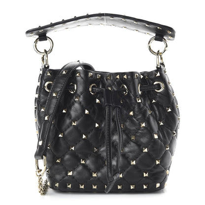 Valentino Garavani Nappa Mini Rockstud Spike Bucket Bag Black 1 of 8