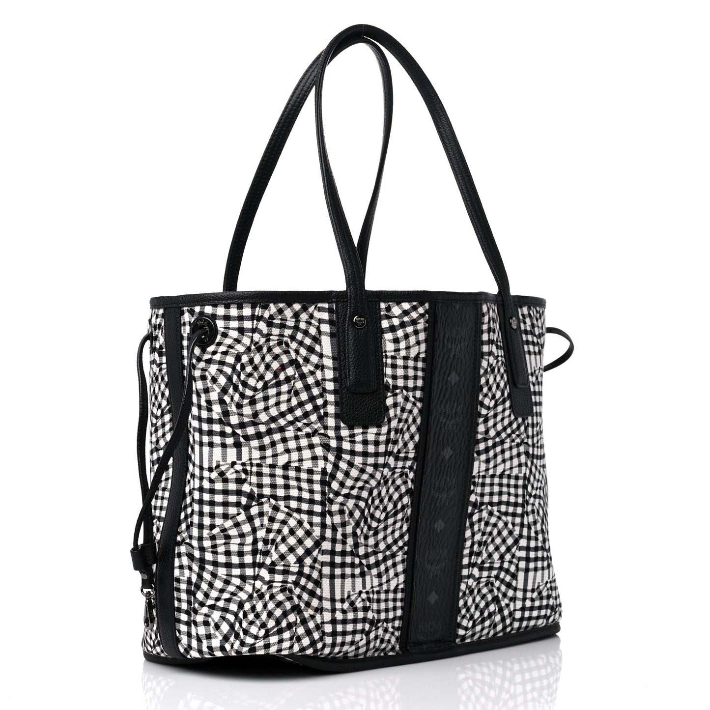 Grained Calfskin Visetos Medium Liz Reversible Shopper Tote Black