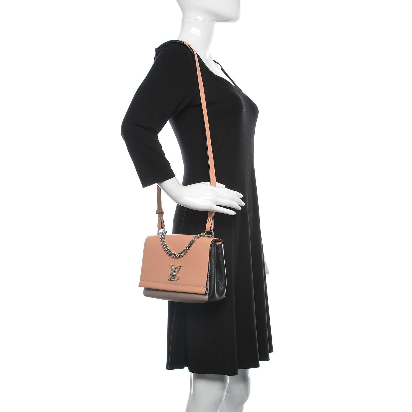 Calfskin Lockme II Chain Bag BB Venus Pink Black Magnolia