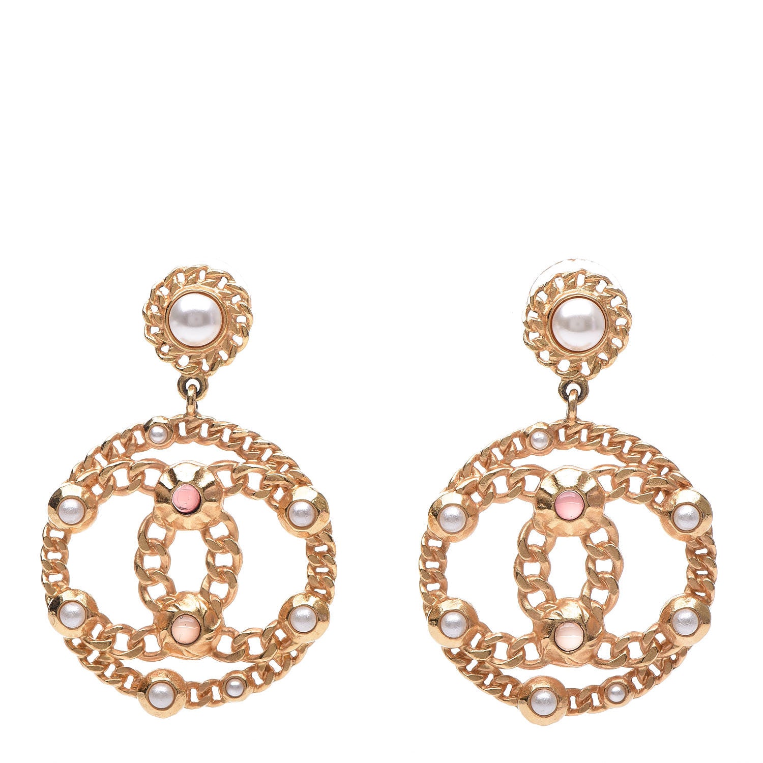 Chanel Pearl Gripoix CC Chain Drop Earrings Gold 1 of 4