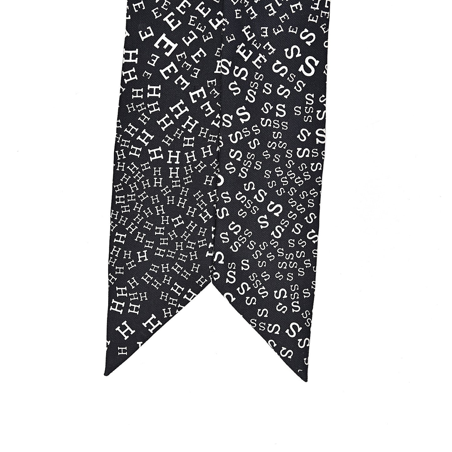 Silk Scattered Letters Twilly Black