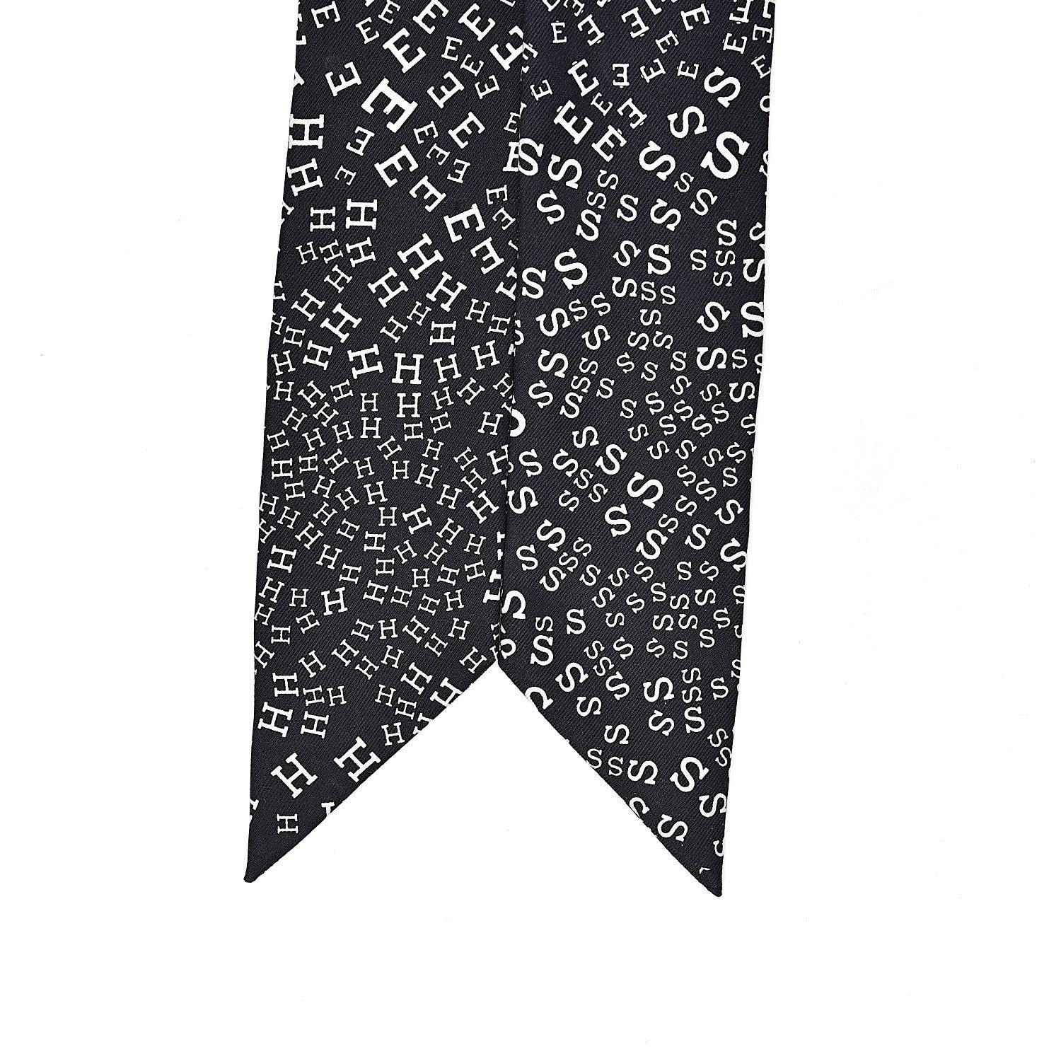 Hermes Silk Scattered Letters Twilly Black 2 of 5