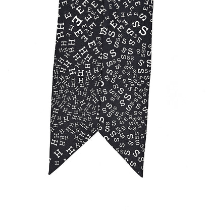 Hermes Silk Scattered Letters Twilly Black 2 of 5