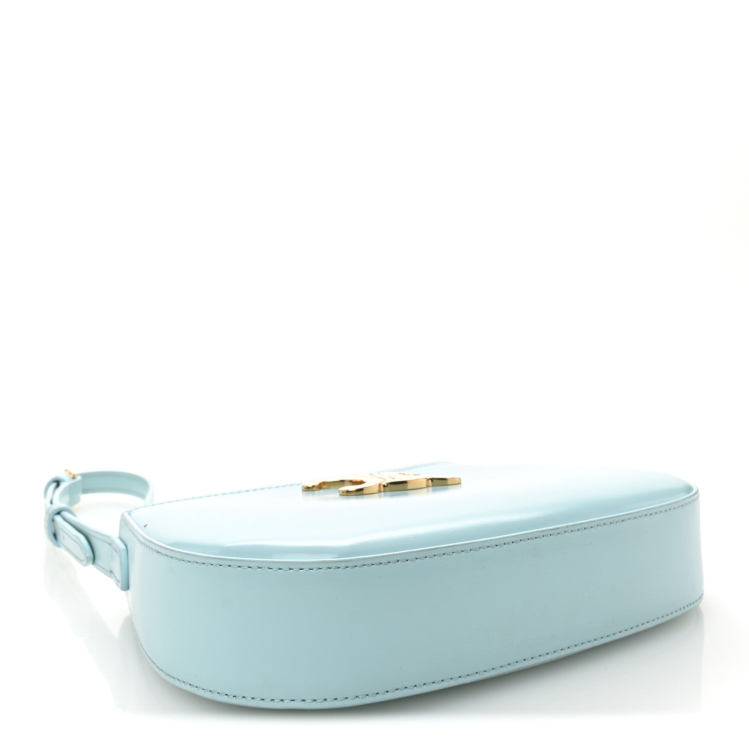Celine Shiny Calfskin Medium Tilly Triomphe Shoulder Bag Light Blue 4 of 9