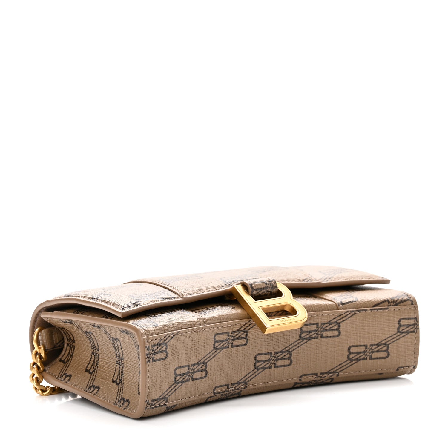 Balenciaga Coated Canvas BB Monogram Hourglass Chain Bag Beige Brown 4 of 9