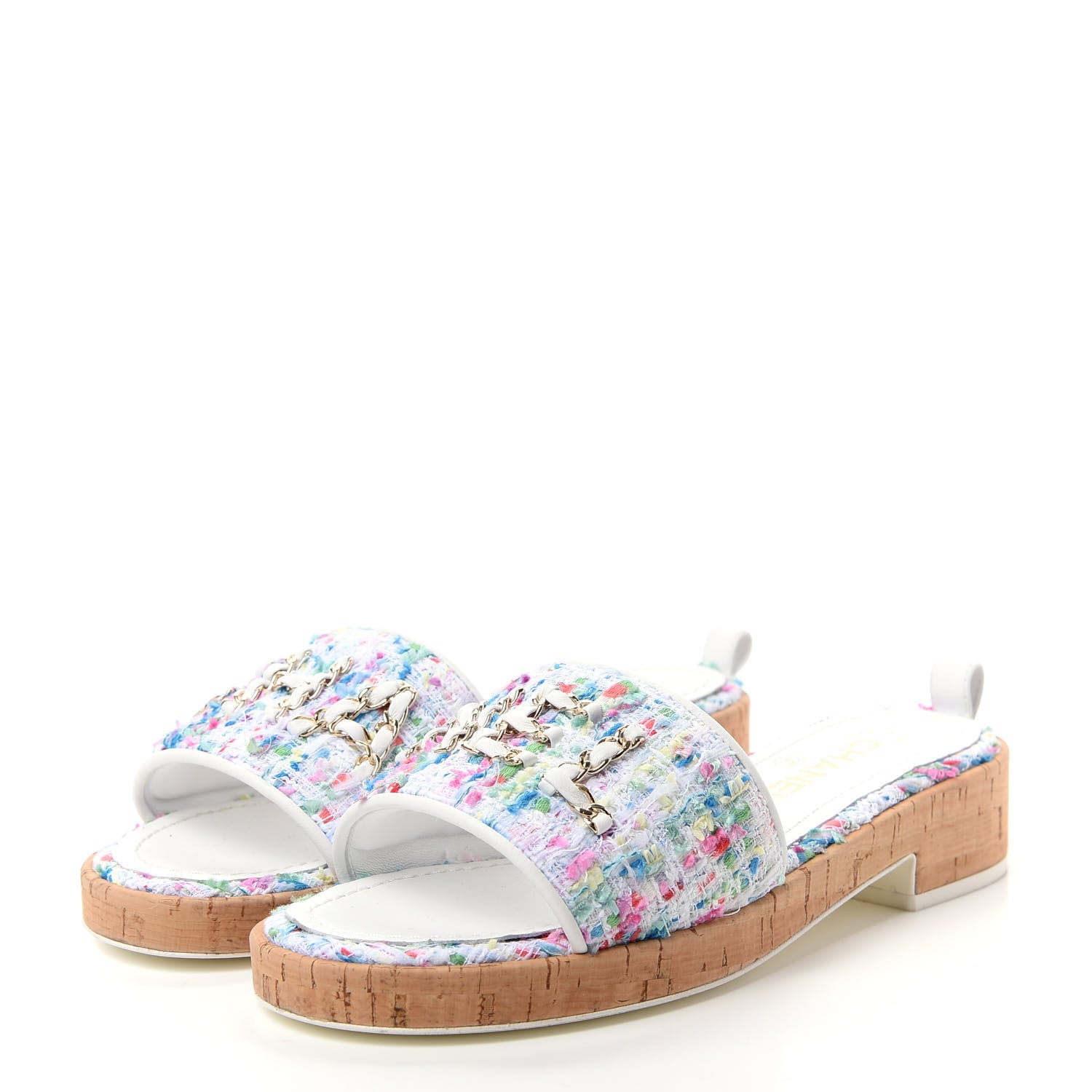 Chanel Tweed Logo Mules 37.5 Multicolor 3 of 10
