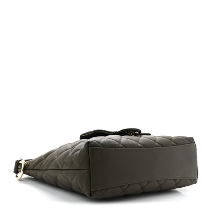 Chanel Calfskin Quilted Coco Mellow Hobo Khaki 4 of 10