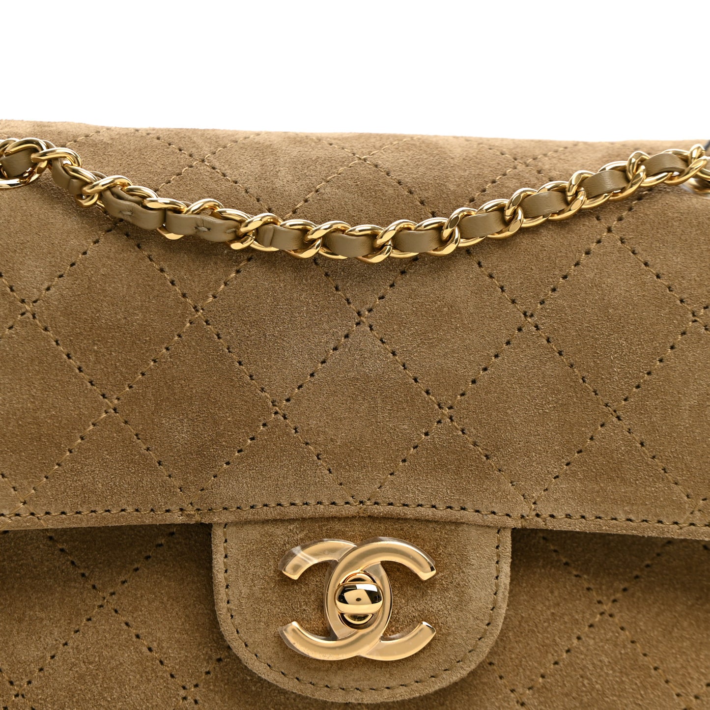 Suede Calfskin Mini Souplissimo Flap Dark Beige