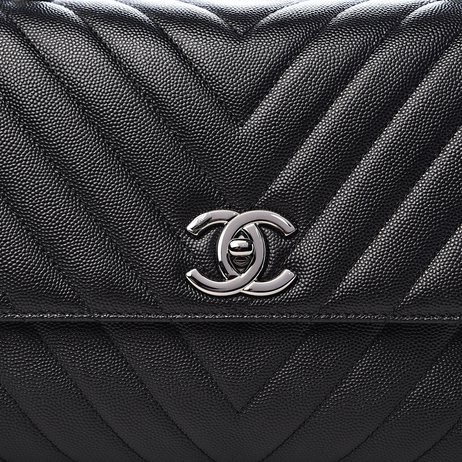 Chanel Caviar Chevron Quilted Small Coco Handle Flap Black 10 of 10