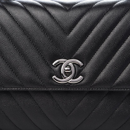 Chanel Caviar Chevron Quilted Small Coco Handle Flap Black 10 of 10