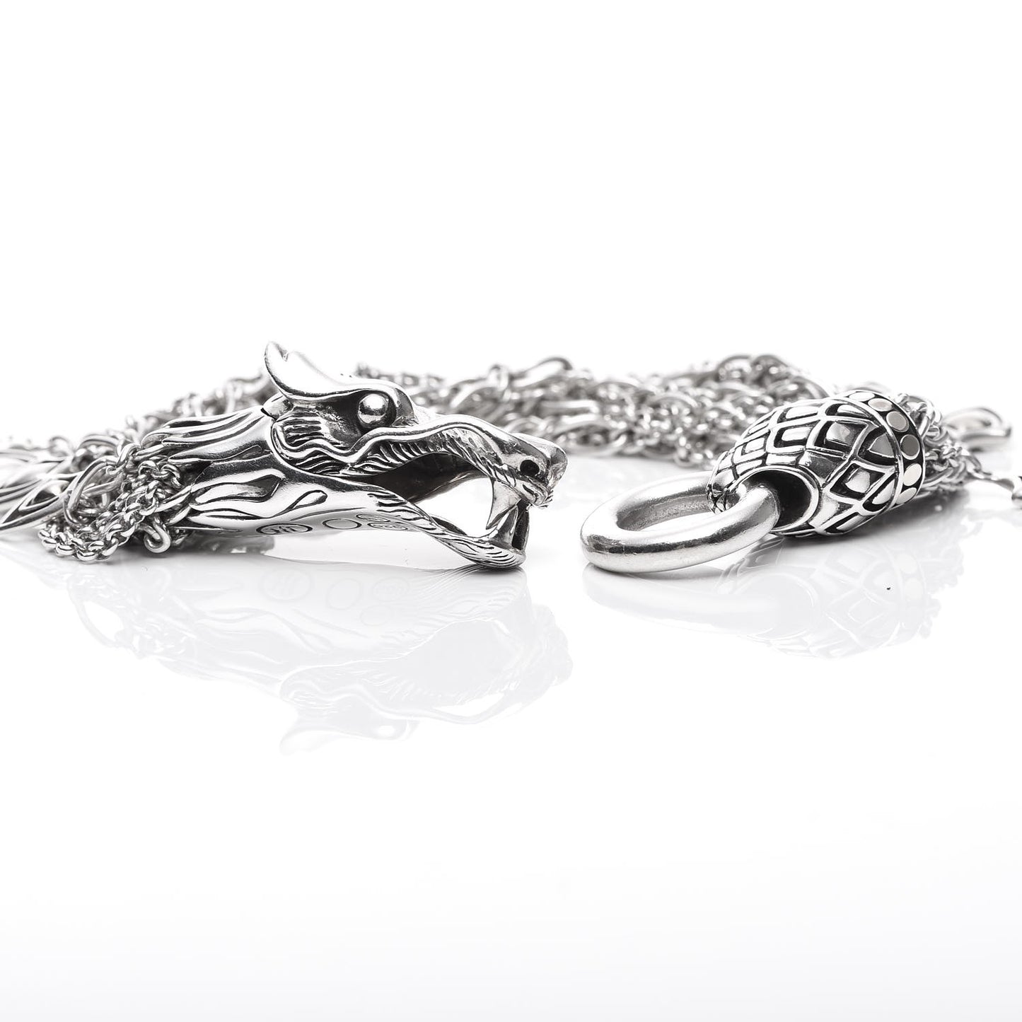 Sterling Silver 18K Yellow Gold Naga Dragon Multi Strand Chain Bracelet