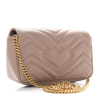 Gucci Calfskin Matelasse Super Mini GG Marmont Shoulder Bag Porcelain Rose 3 of 10