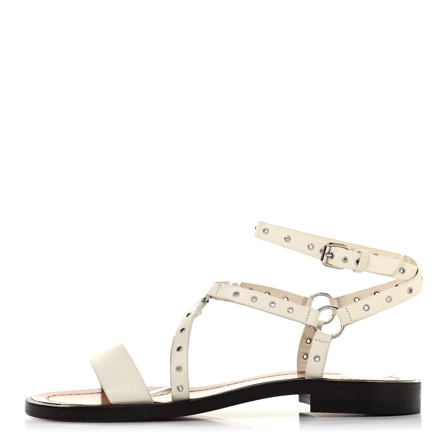 Calfskin Love Latch Flat Sandals 36.5 Light Ivory