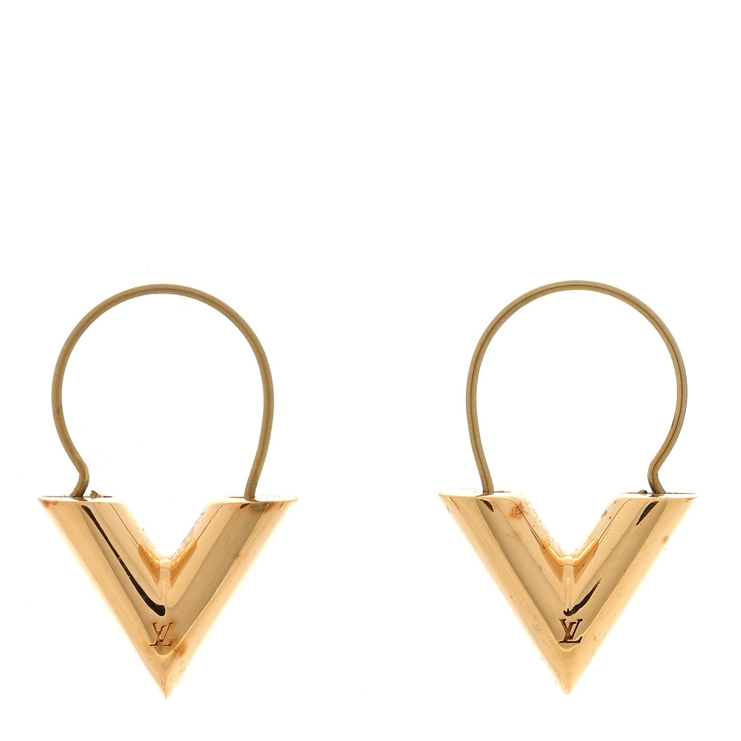 Louis Vuitton Brass Essential V Hoop Earrings Gold 1 of 5