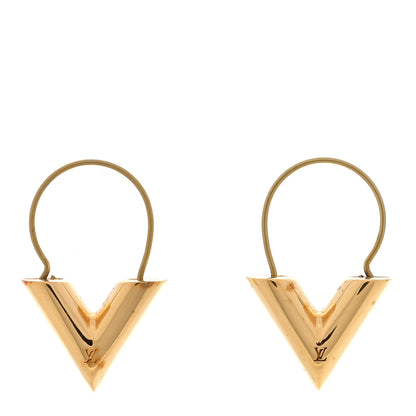 Louis Vuitton Brass Essential V Hoop Earrings Gold 1 of 5