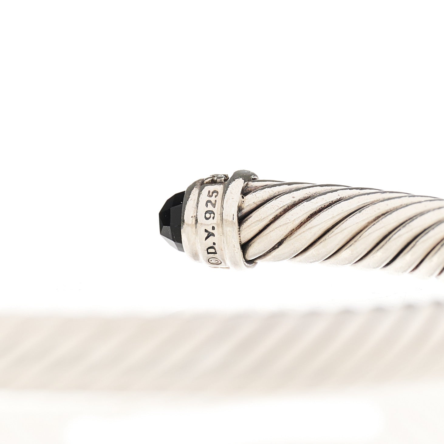 David Yurman Sterling Silver Diamond Black Onyx 5mm Cable Classics Bracelet 3 of 3