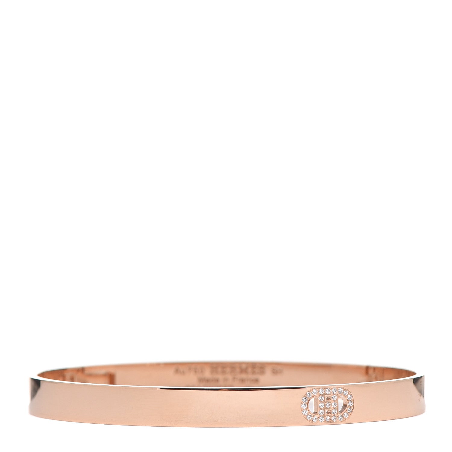 Hermes 18K Rose Gold Diamond PM H D'Ancre Bracelet SH 1 of 6