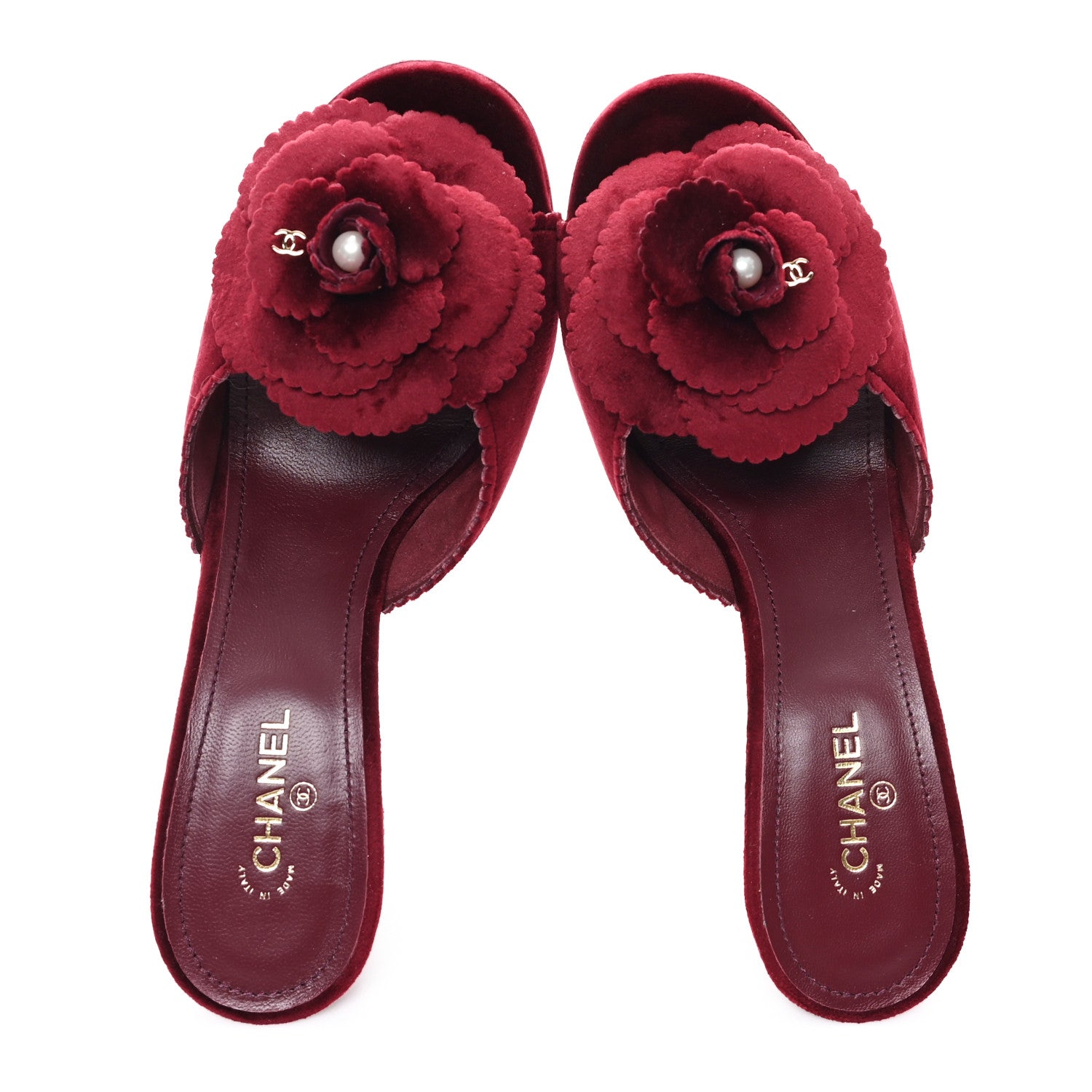 Chanel Suede Camellia Mule Sandals 39 Red 2 of 9