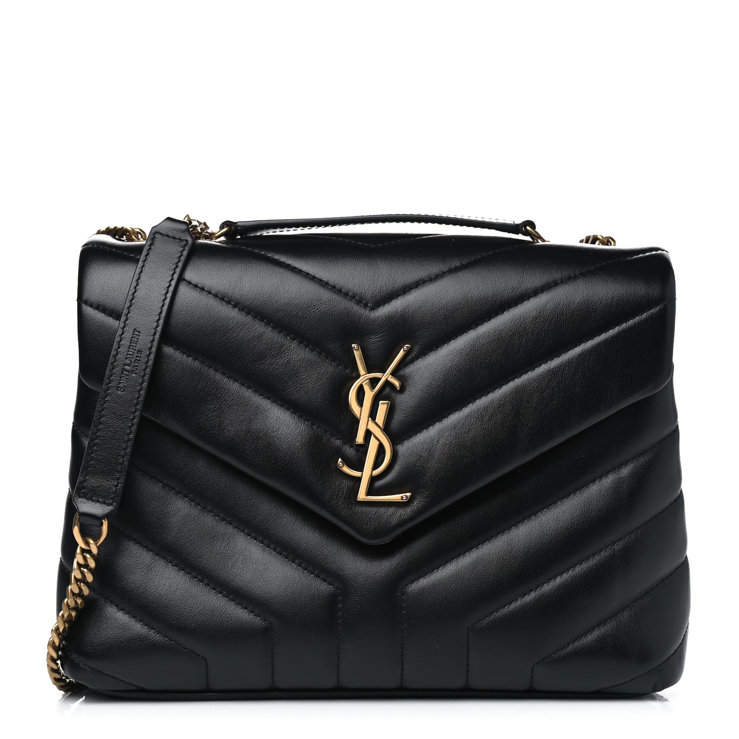 Calfskin Y Quilted Monogram Small Loulou Chain Satchel Black
