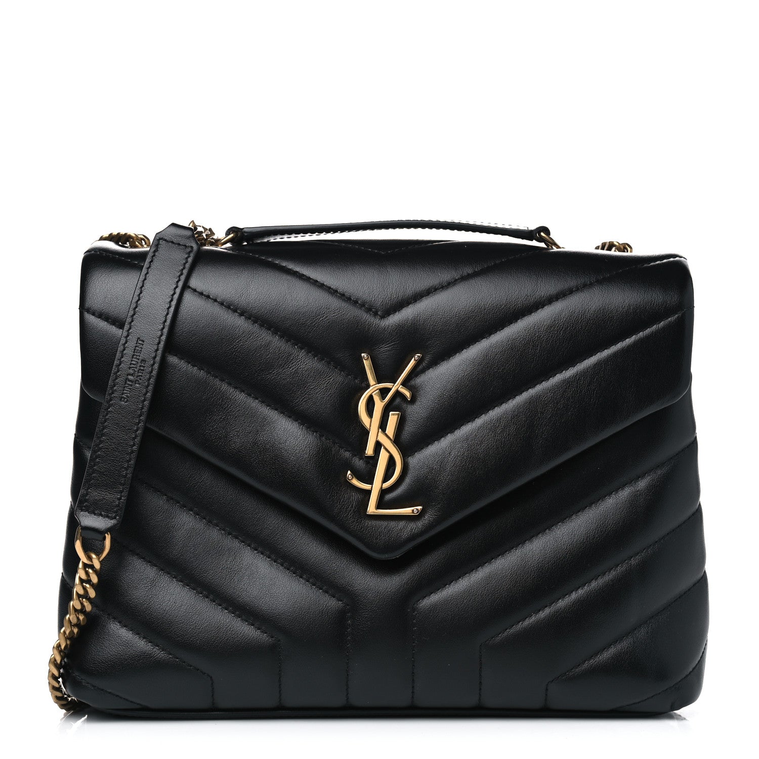 Saint Laurent Calfskin Y Quilted Monogram Small Loulou Chain Satchel Black 1 of 4