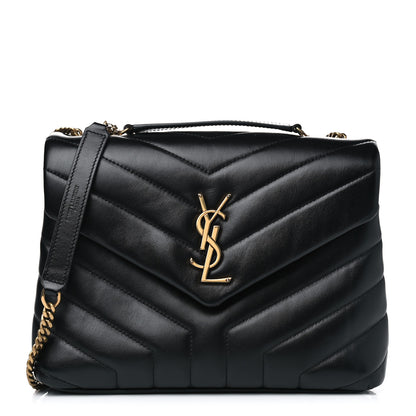 Saint Laurent Calfskin Y Quilted Monogram Small Loulou Chain Satchel Black 1 of 4