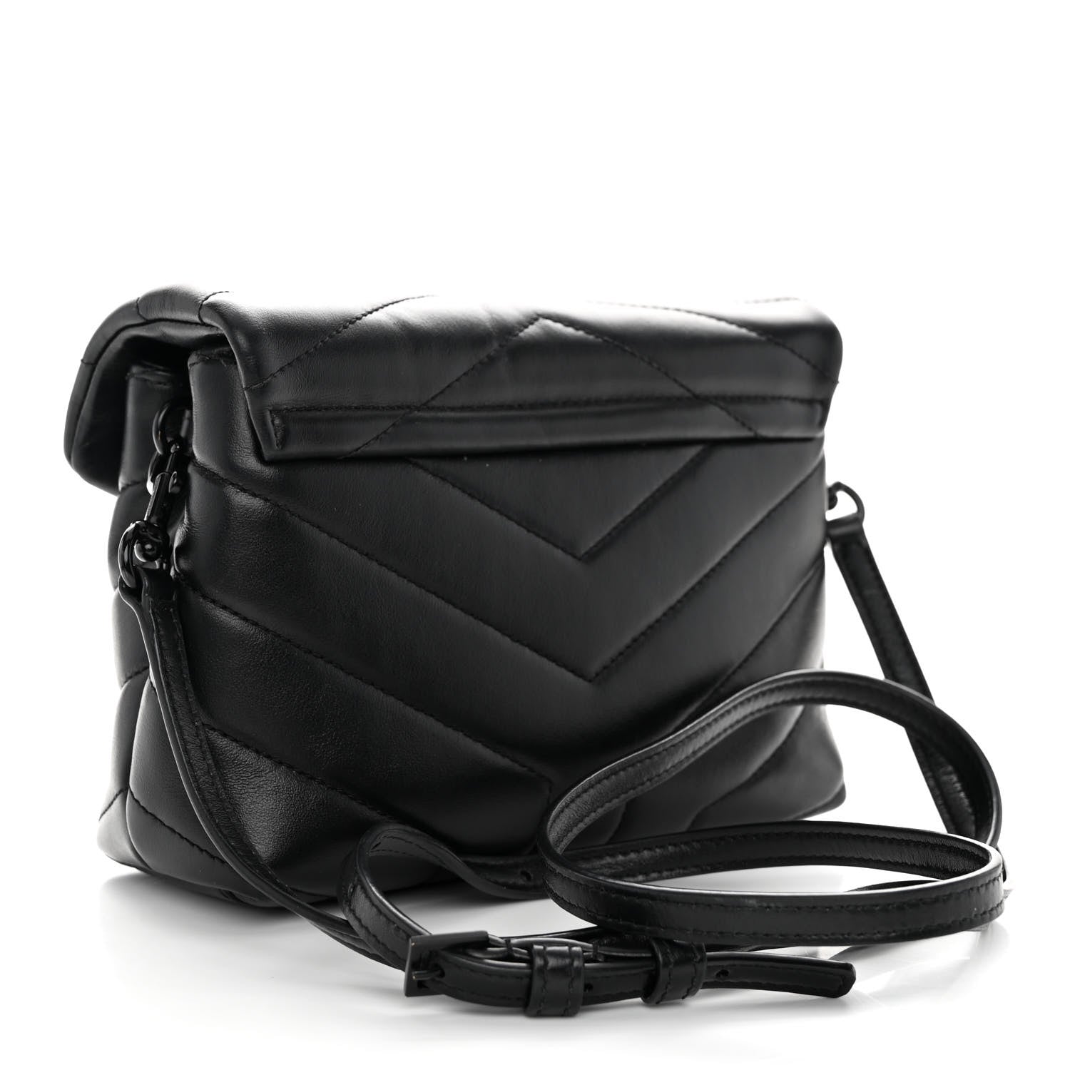 Saint Laurent Calfskin Y Quilted Monogram Monochrome Toy Loulou Crossbody Bag Black 2 of 8