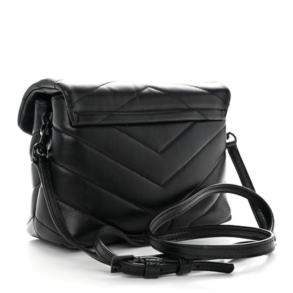 Saint Laurent Calfskin Y Quilted Monogram Monochrome Toy Loulou Crossbody Bag Black 2 of 8