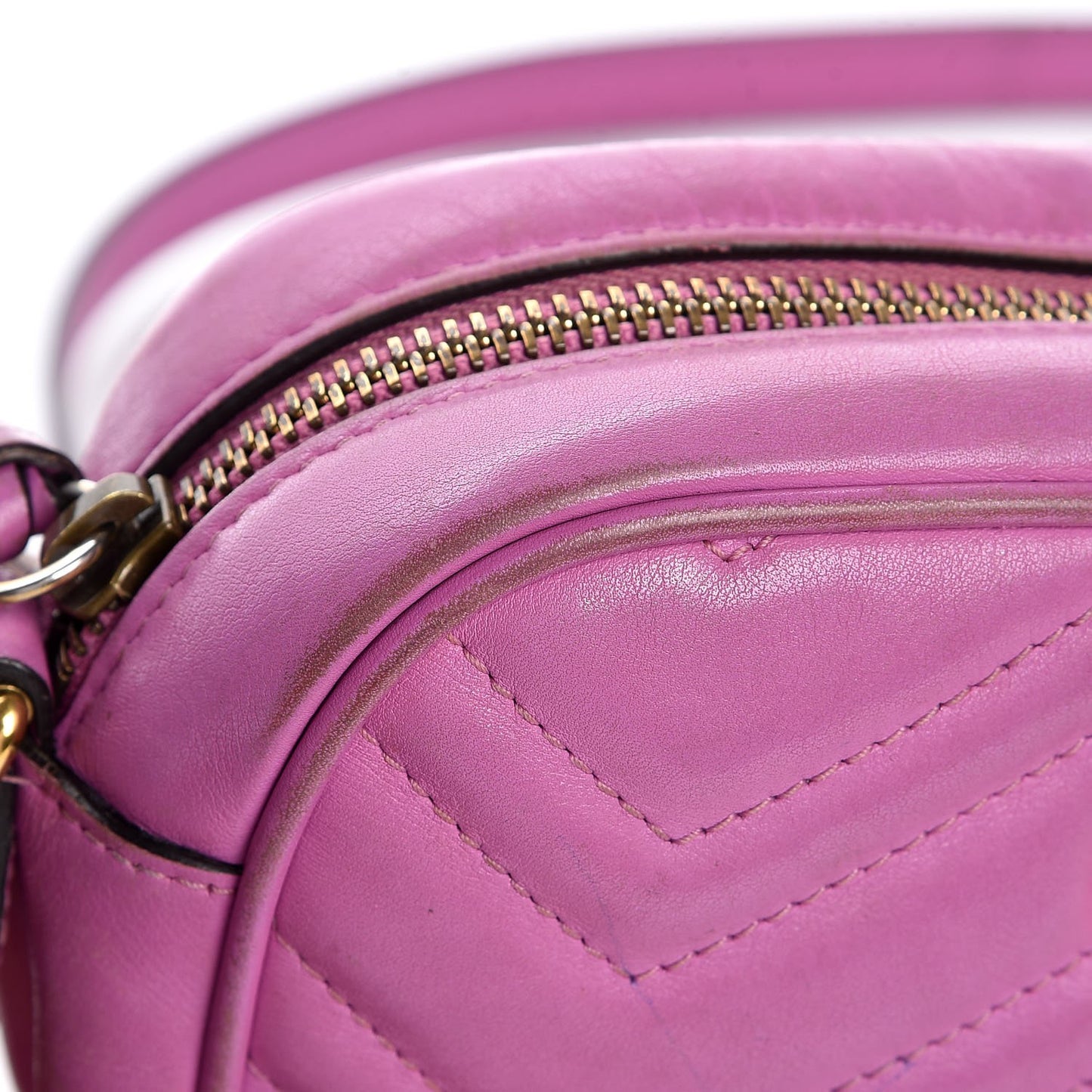 Calfskin Matelasse Mini GG Marmont Chain Shoulder Bag Candy Mousse