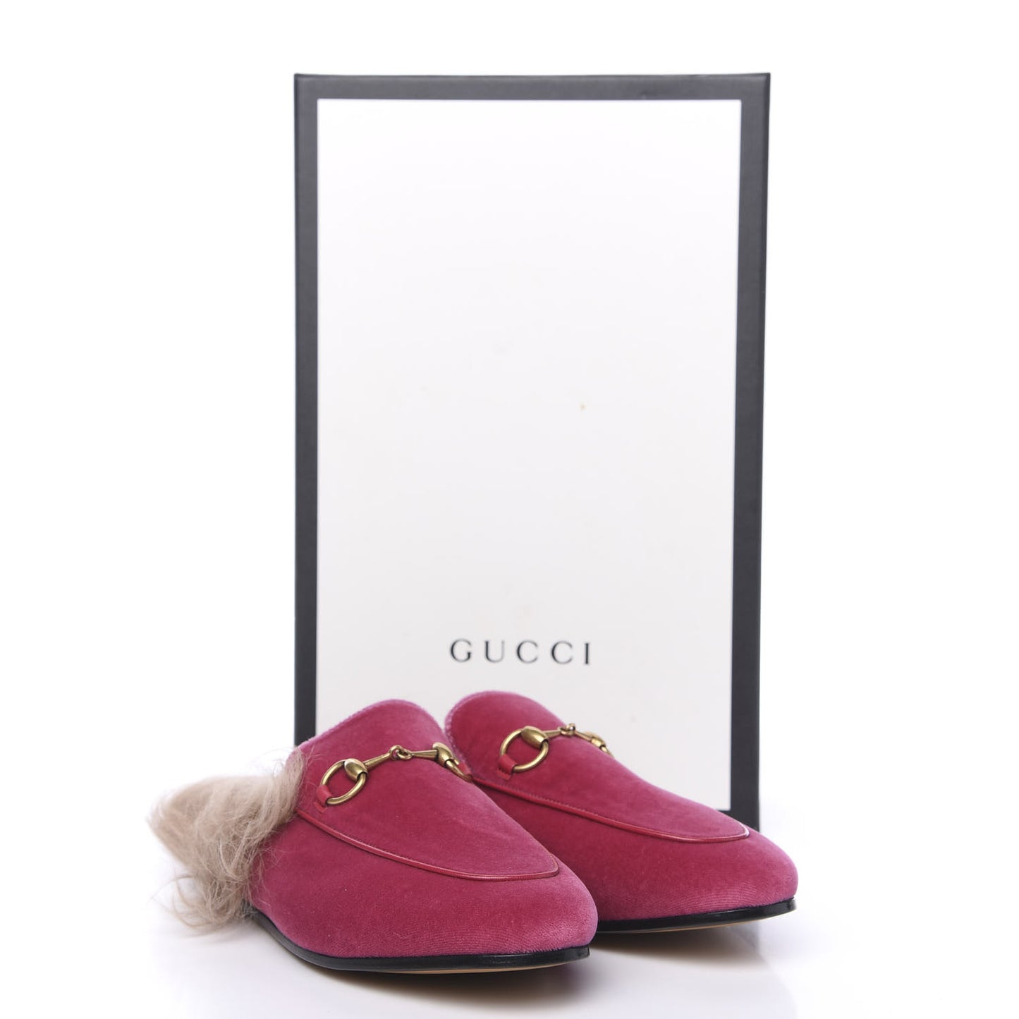 Velvet Fur Womens Princetown Slippers 36.5 Raspberry Rose