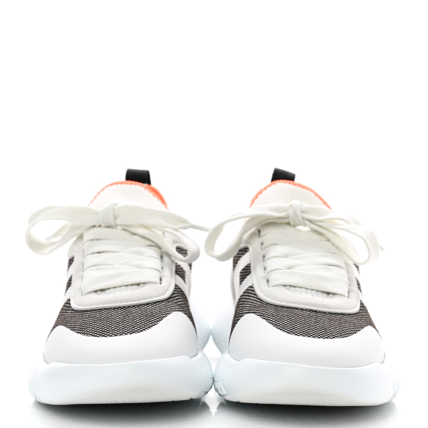 Hermes Knit Suede Goatskin Womens Crew Sneakers 36 Prunoir White 2 of 9