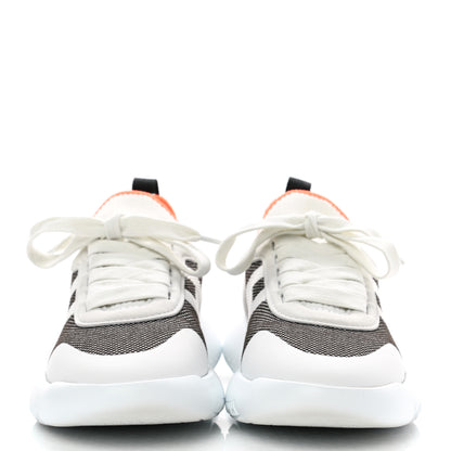 Hermes Knit Suede Goatskin Womens Crew Sneakers 36 Prunoir White 2 of 9