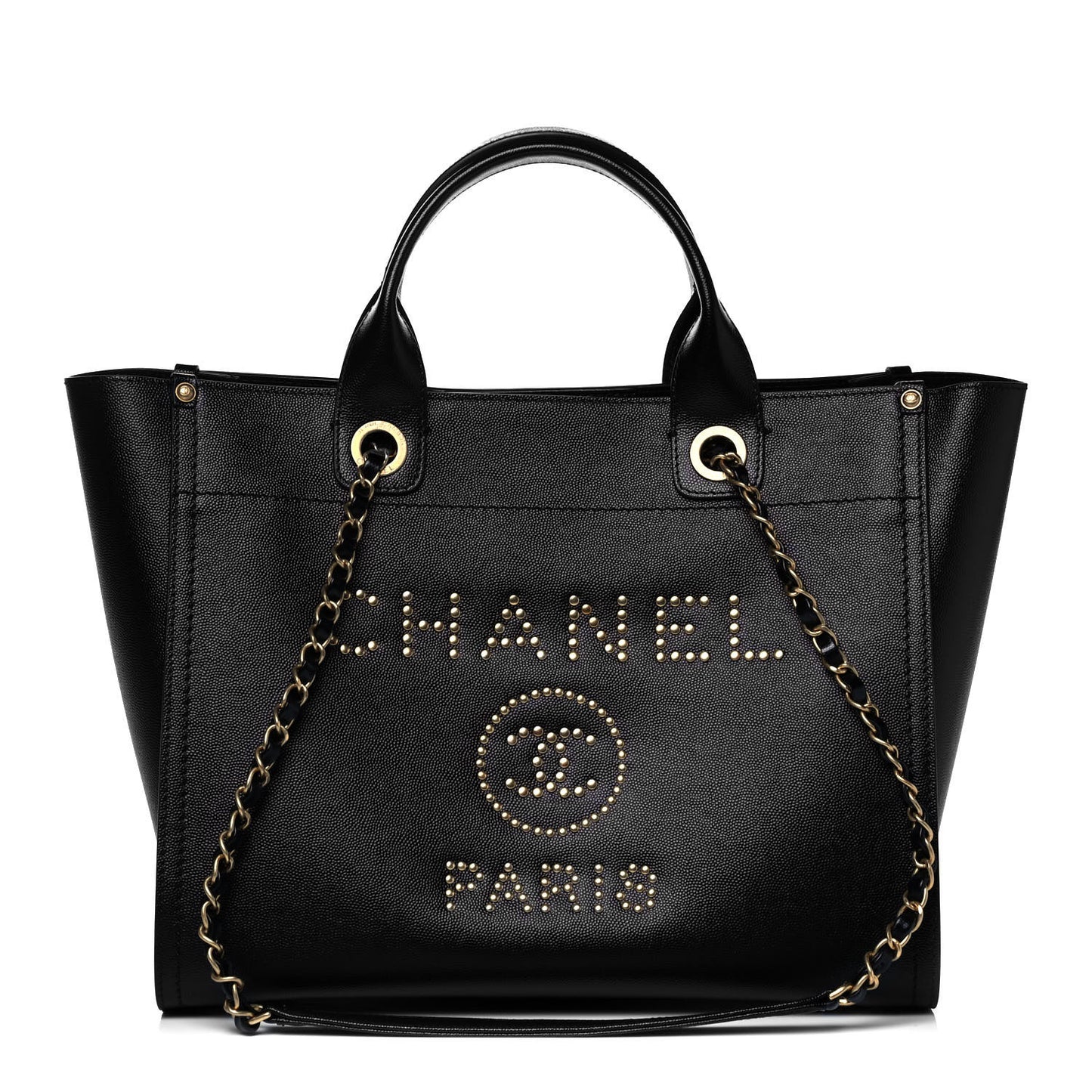 Caviar Small Studded Deauville Tote Black