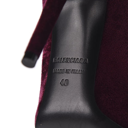 Balenciaga Velvet Extreme Pointed Toe Knife Booties 40 Rouge Prune 6 of 7