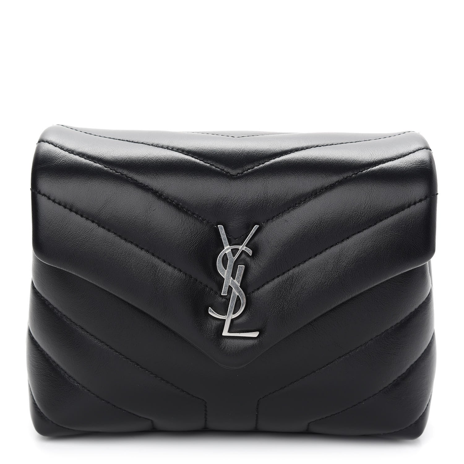 Saint Laurent Calfskin Y Quilted Monogram Toy Loulou Crossbody Bag Black 1 of 8