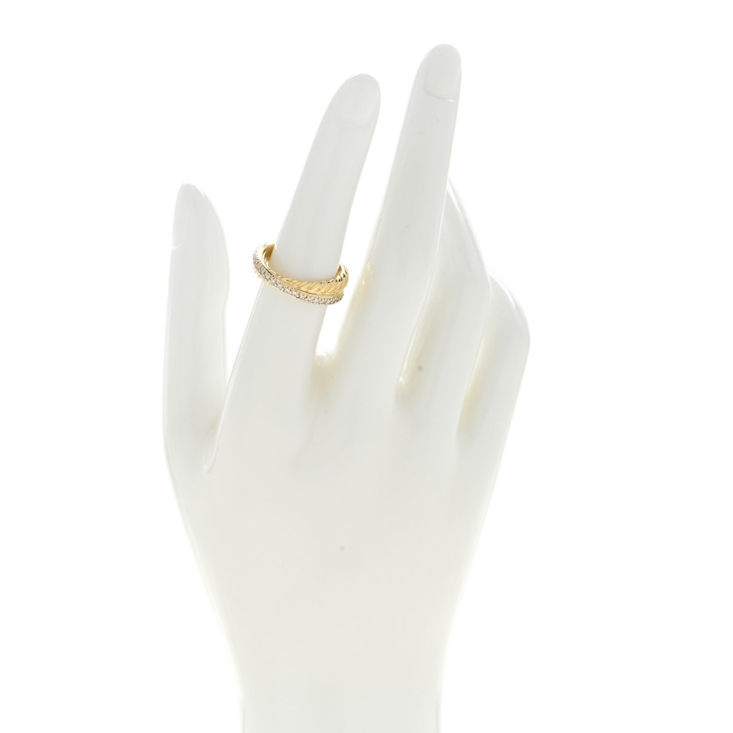 18K Yellow Gold Diamond Crossover Band Ring 52 6