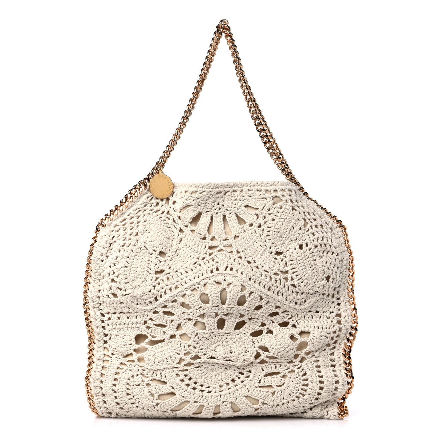 Cotton Crochet Falabella Ajouree Tote Bag White