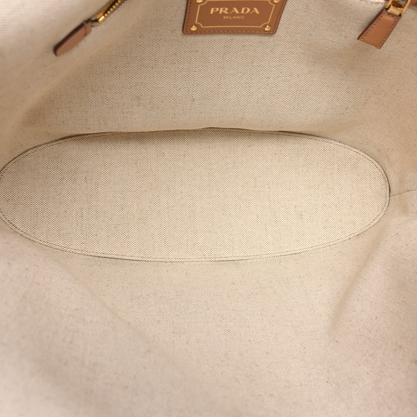 Linen Vitello Medium Logo Tote Natural