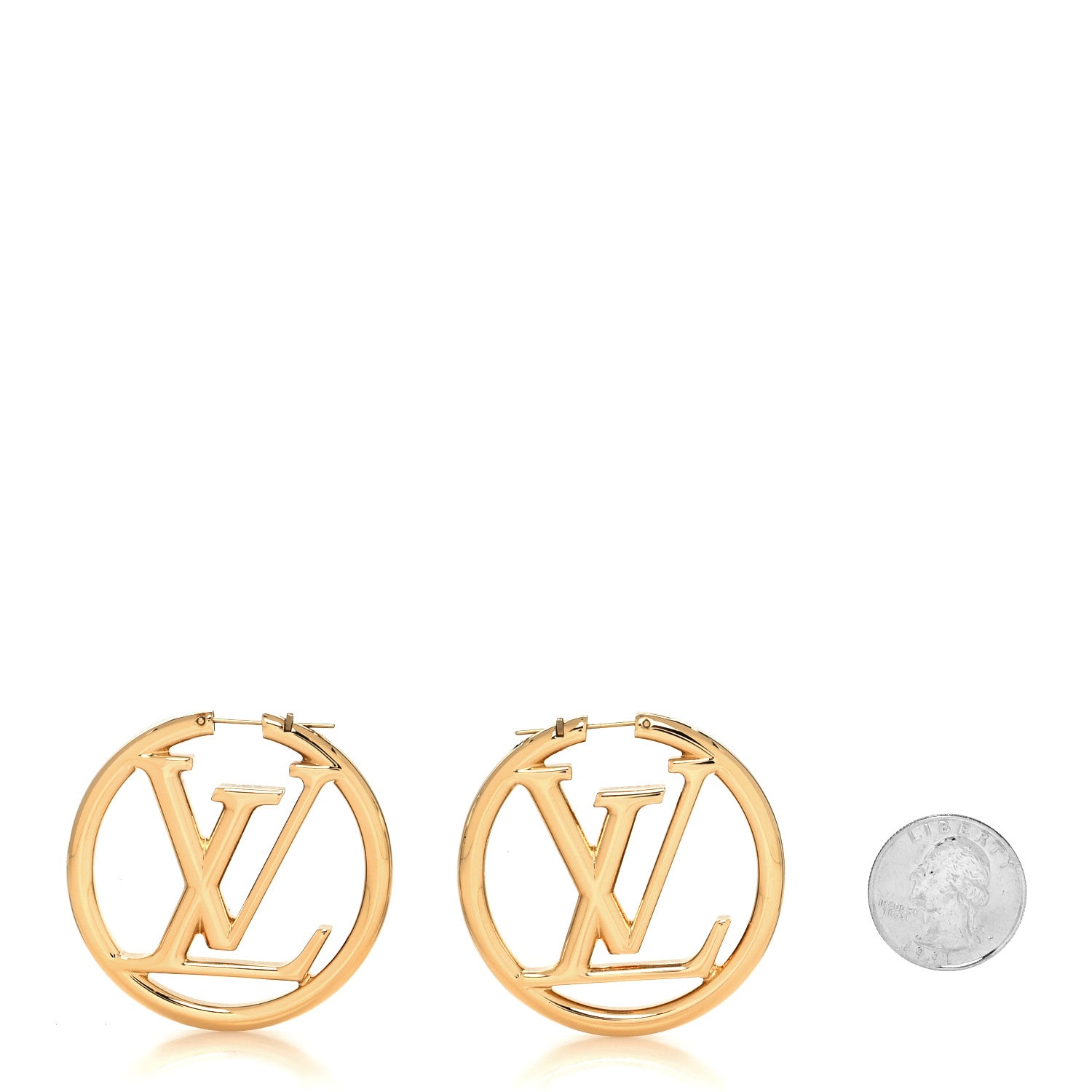 Louis Vuitton Metal Louise Hoop Earrings Gold 2 of 4