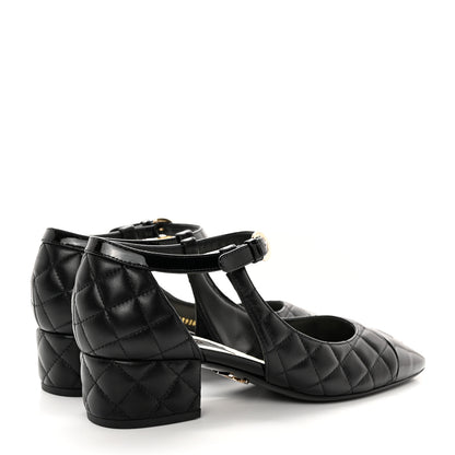Chanel Lambskin Patent Quilted Cap Toe Mary Jane Flats 38 Black 4 of 11