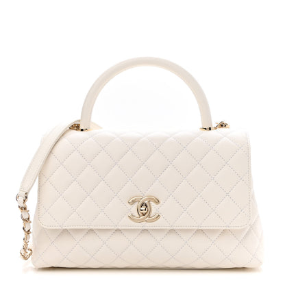 Chanel Caviar Quilted Small Coco Handle Flap White 1 of 9