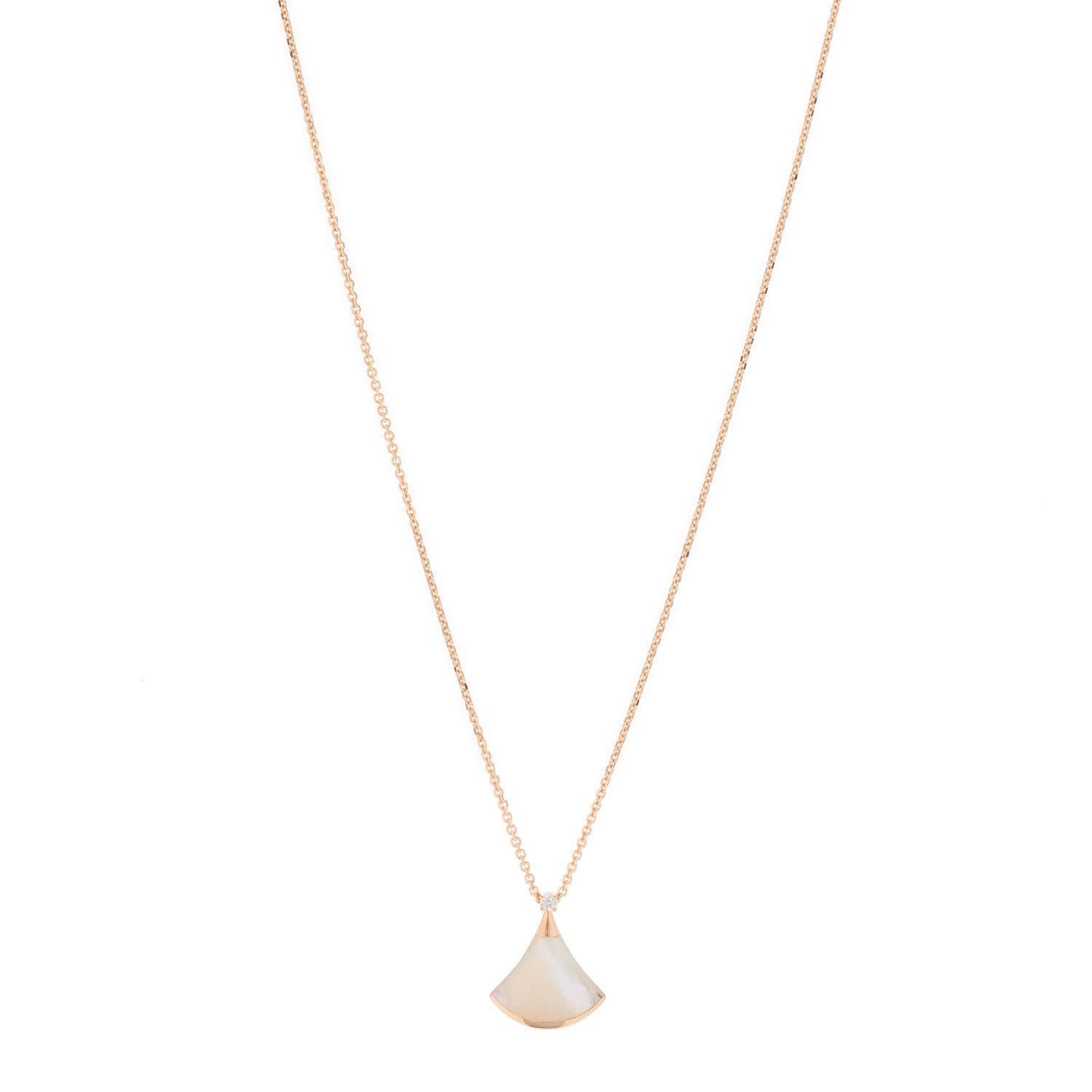 Bulgari 18K Rose Gold Diamond Mother of Pearl Small Divas' Dream Pendant Necklace 1 of 3