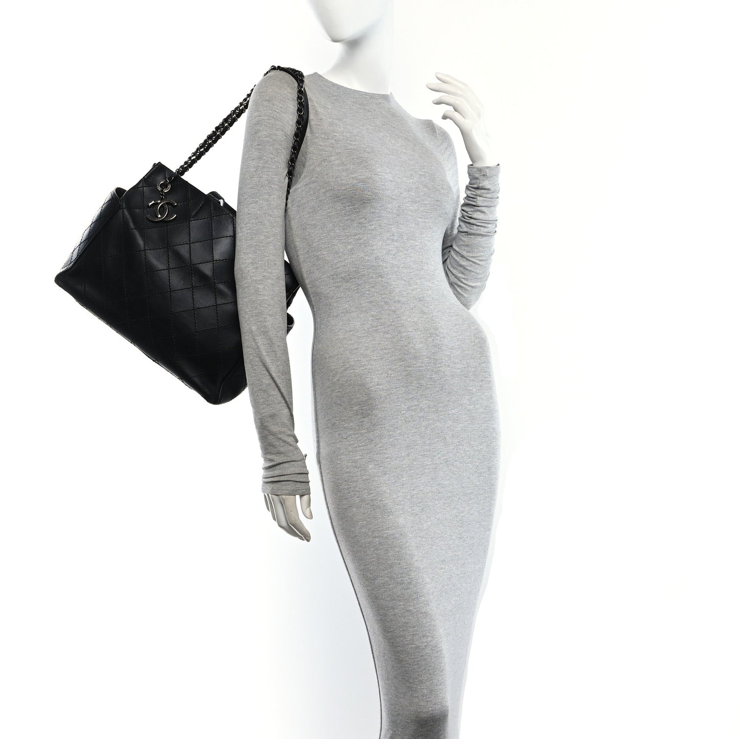 Calfskin CC Pocket Tote Black